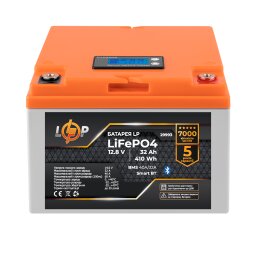 Акумулятор LP LiFePO4 12,8V - 32 Ah (410Wh) (BMS 40А/32A) пластик LCD Smart BT