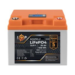 Аккумулятор LP LiFePO4 12,8V - 50 Ah (640Wh) (BMS 40A/40А) пластик LCD Smart BT