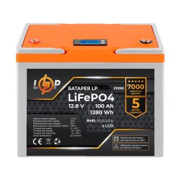 Акумулятор LP LiFePO4 12V (12,8V) - 100 Ah (1280Wh) (BMS 80A/40А) пластик LCD для ДБЖ null