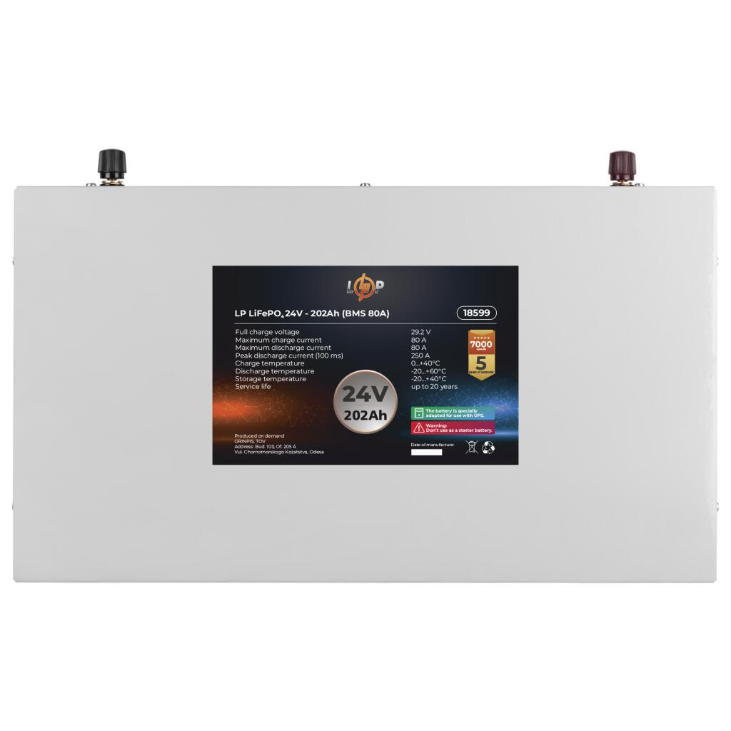 Аккумулятор LP LiFePO4 24V (25,6V) - 202 Ah (5171Wh) (BMS 80A) металл - Изображение 2