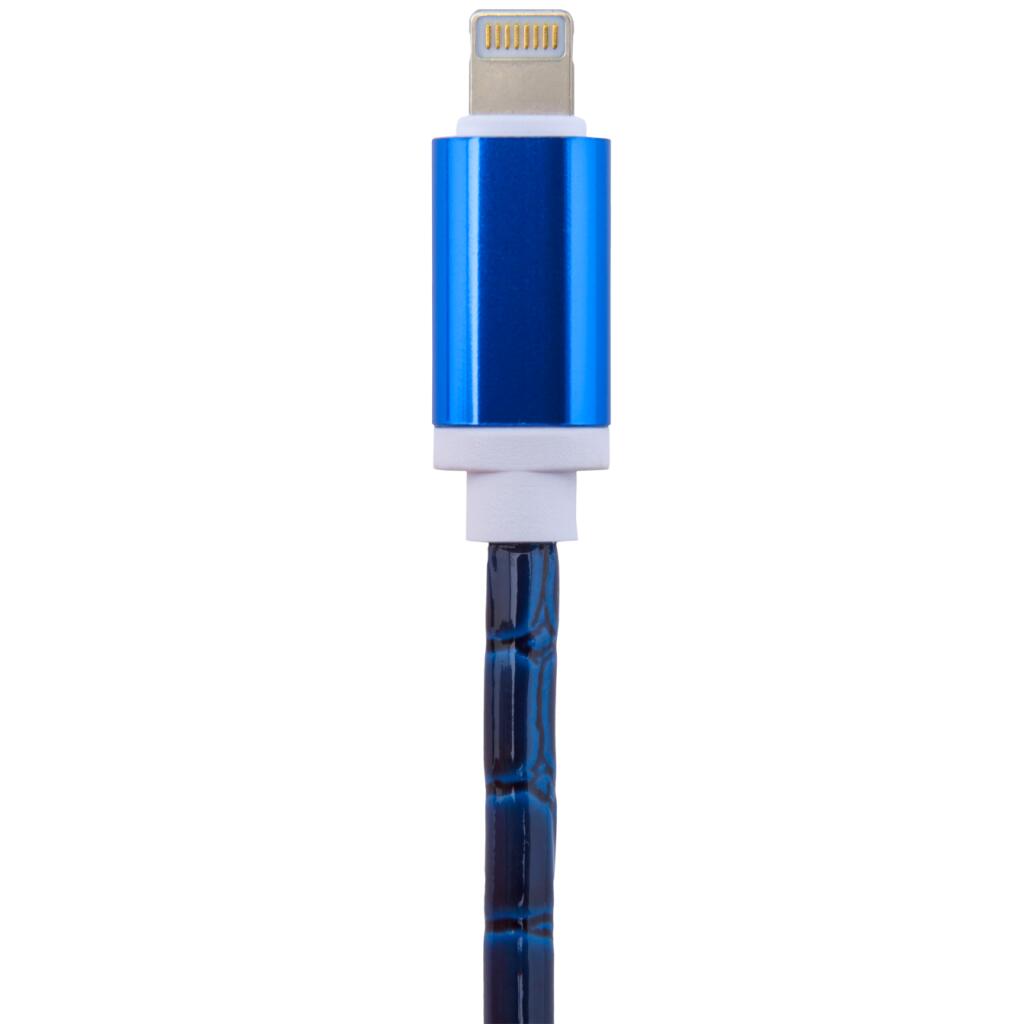 Кабель USB - Lightning 1м Bl (кожа) синий / Retail - Изображение 2