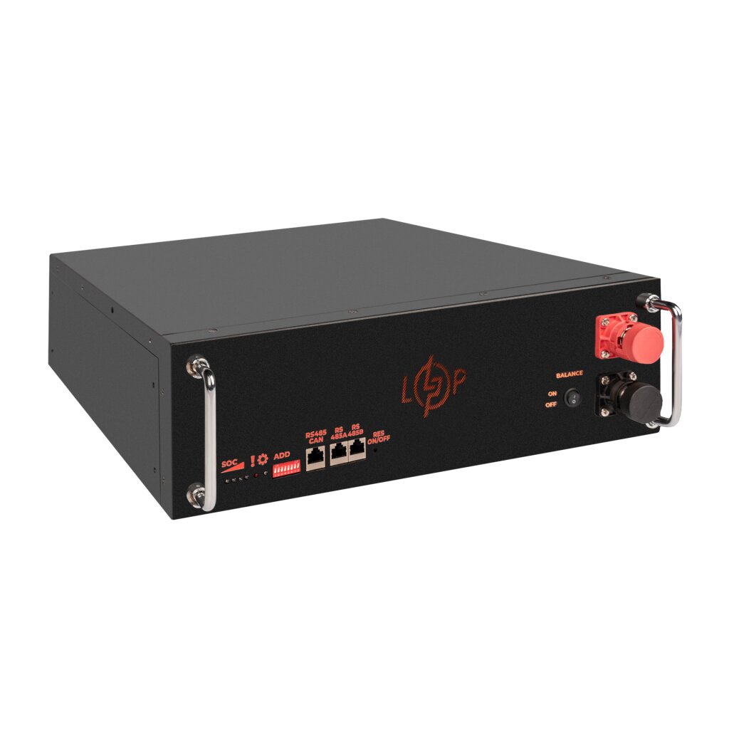 Акумулятор LP LiFePO4 51,2V - 100 Ah (5120Wh) (BMS SP 100A/50А) RM RS485/CAN LCD BL - Изображение 4