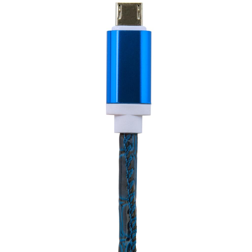 Кабель USB - micro USB 1м Bl (кожа) синий / Retail - Изображение 2