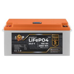 Аккумулятор LP LiFePO4 24V (25,6V) - 100 Ah (2560Wh) (BMS 200/100А) пластик LCD для ИБП