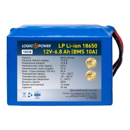 Аккумулятор LP Li-ion 18650 12V - 6.8 Ah (BMS 10A)