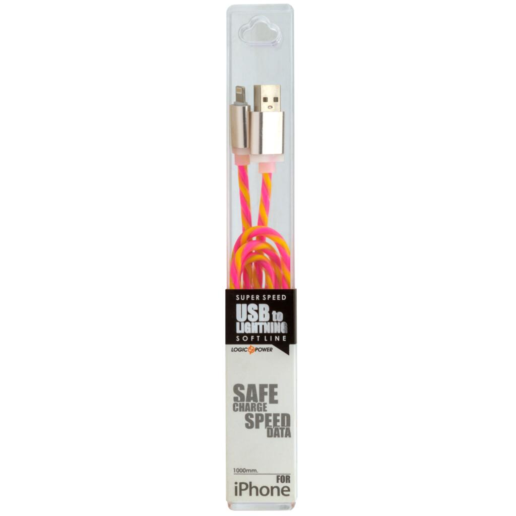 Кабель USB - Lightning 1м Y-P(силикон) желто-розовый / Retail - Изображение 4