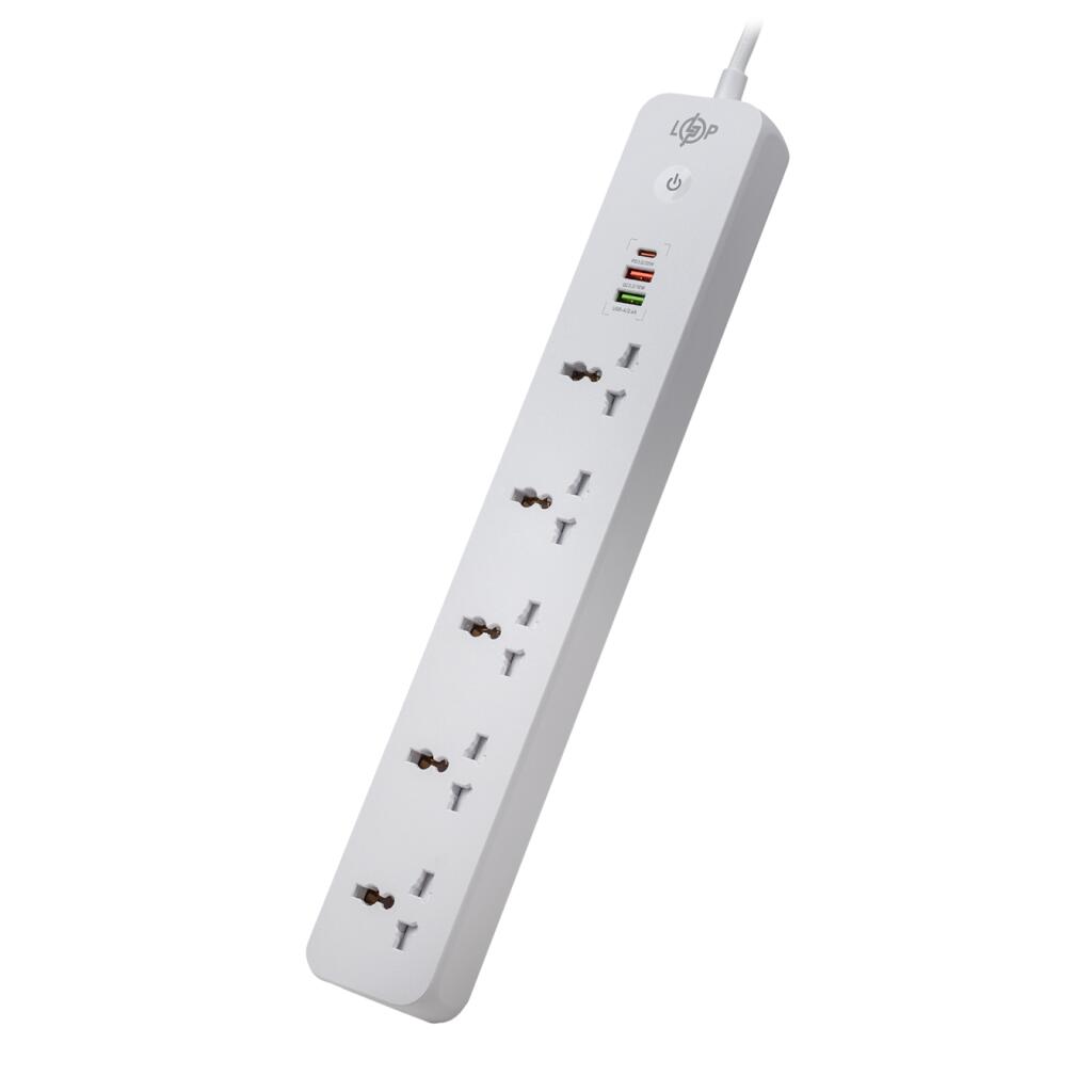 Сетевой фильтр (удлинитель) LP (5x230V-2500W, 1xUSB-38W/PD/QC3.0, 1xType-C 20W, 1xUSB 18W) - Изображение 1