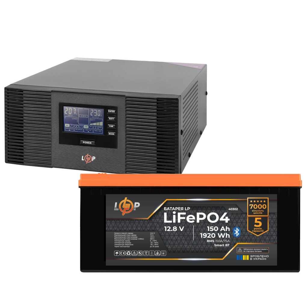 Комплект резервного питания LogicPower ИБП 1050W + литиевая (LiFePO4) батарея 1920Wh - Изображение 1