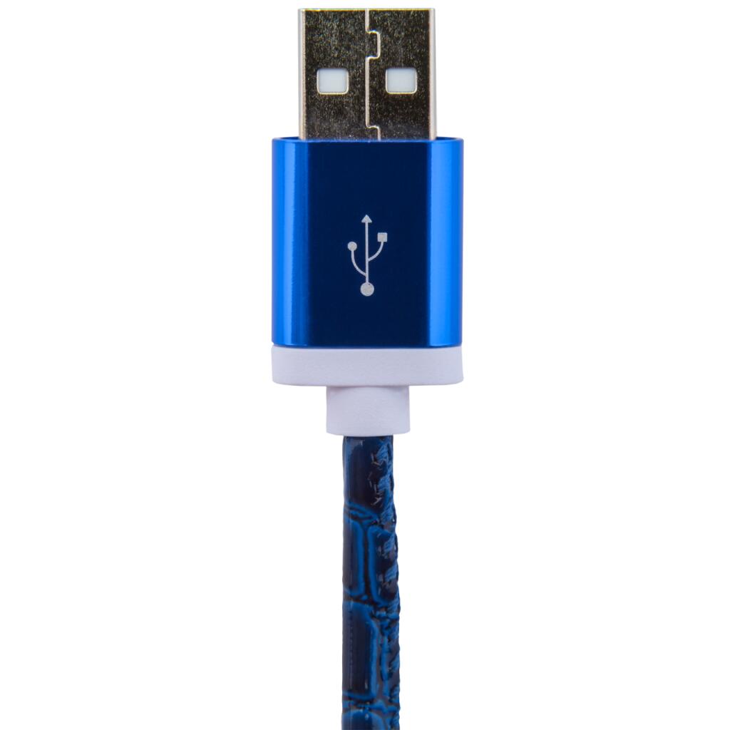 Кабель USB - Lightning 1м Bl (кожа) синий / Retail - Изображение 3