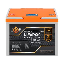 Аккумулятор LP LiFePO4 12,8V - 60 Ah (768Wh) (BMS 80A/40А) пластик LCD null