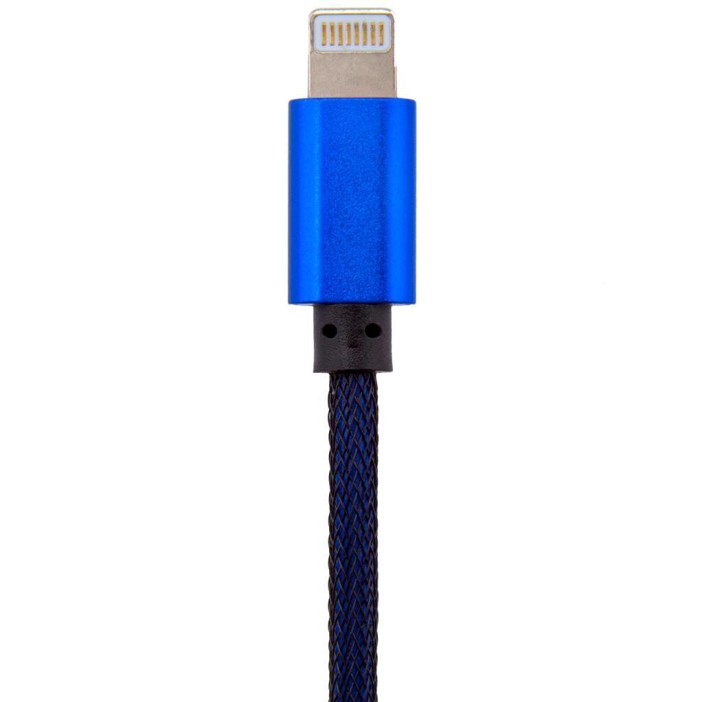 Кабель USB - Lightning 1м Bl (метал. плетение) синий / - Изображение 2