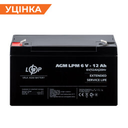 Распродажа (4159) Аккумулятор AGM LPM 6V - 12 Ah (02-2024)