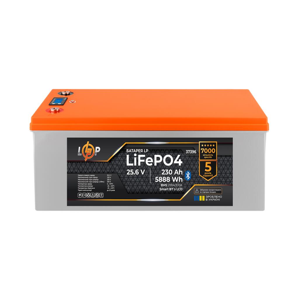 Аккумулятор LP LiFePO4 25,6V - 230 Ah (5888Wh) (BMS 200A/100А) пластик LCD Smart BT - Изображение 2