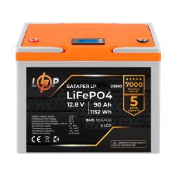 Аккумулятор LP LiFePO4 LCD 12V (12,8V) - 90 Ah (1152Wh) (BMS 80A/40A) пластик