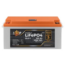 Аккумулятор LP LiFePO4 24V (25,6V) - 100 Ah (2560Wh) (BMS 200/100А) пластик LCD null