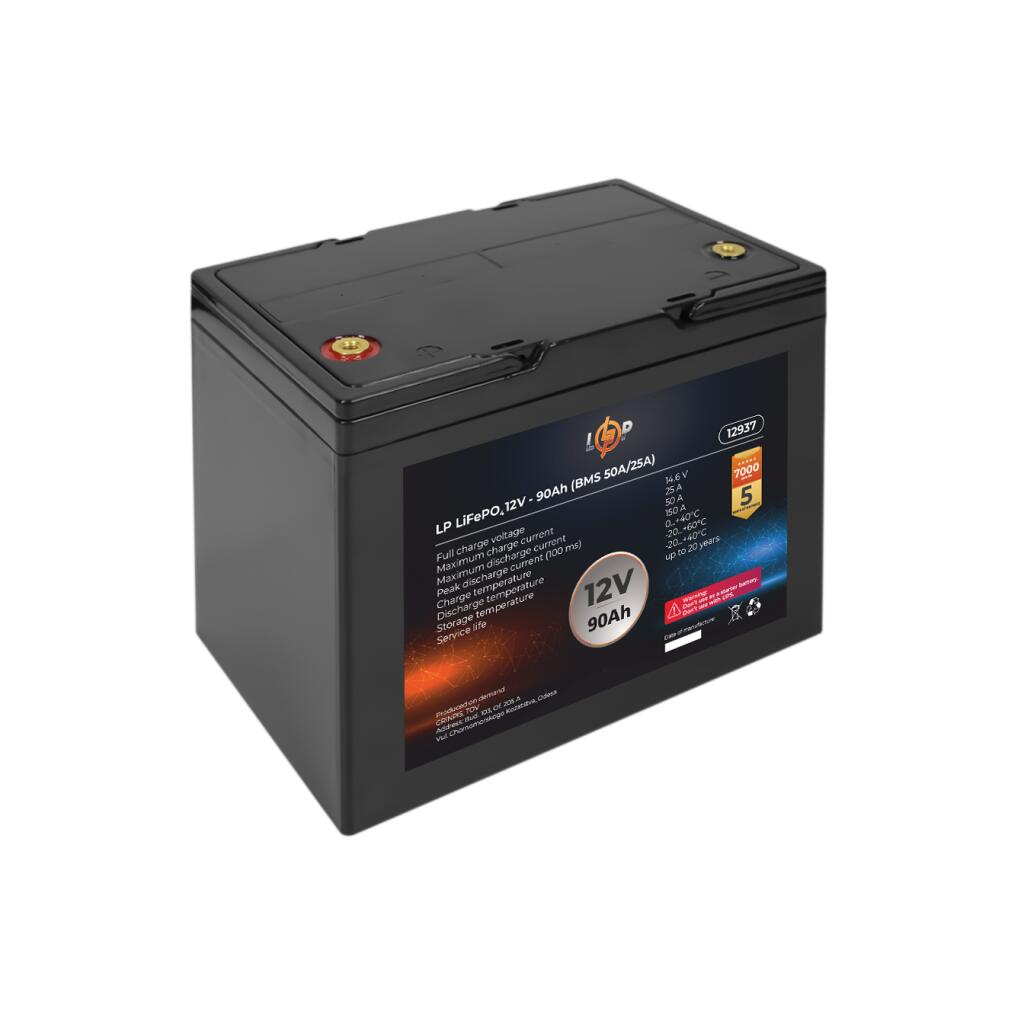 Аккумулятор LP LiFePO4 12V (12,8V) - 90 Ah (1152Wh) (BMS 50A/25A) пластик - Изображение 2