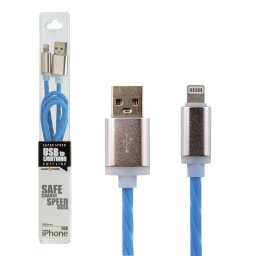 Кабель USB - Lightning 1м Bl (силикон) синий / Retail
