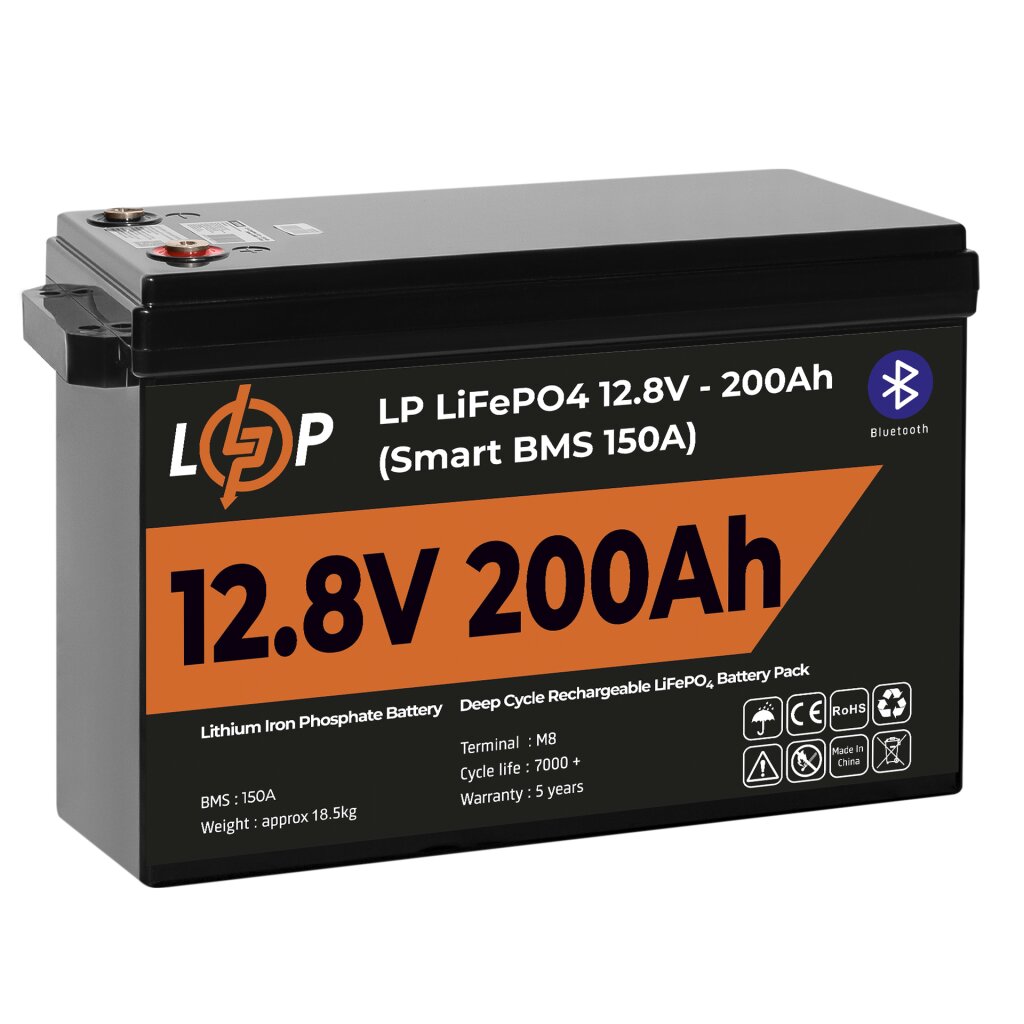 Аккумулятор LP LiFePO4 12V (12,8V) - 200 Ah (2560Wh) (Smart BMS 150А) с BT пластик - Изображение 4