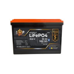 Аккумулятор LP LiFePO4 25,6V - 50 Ah (1280Wh) (BMS 80A/50А) пластик Smart BT