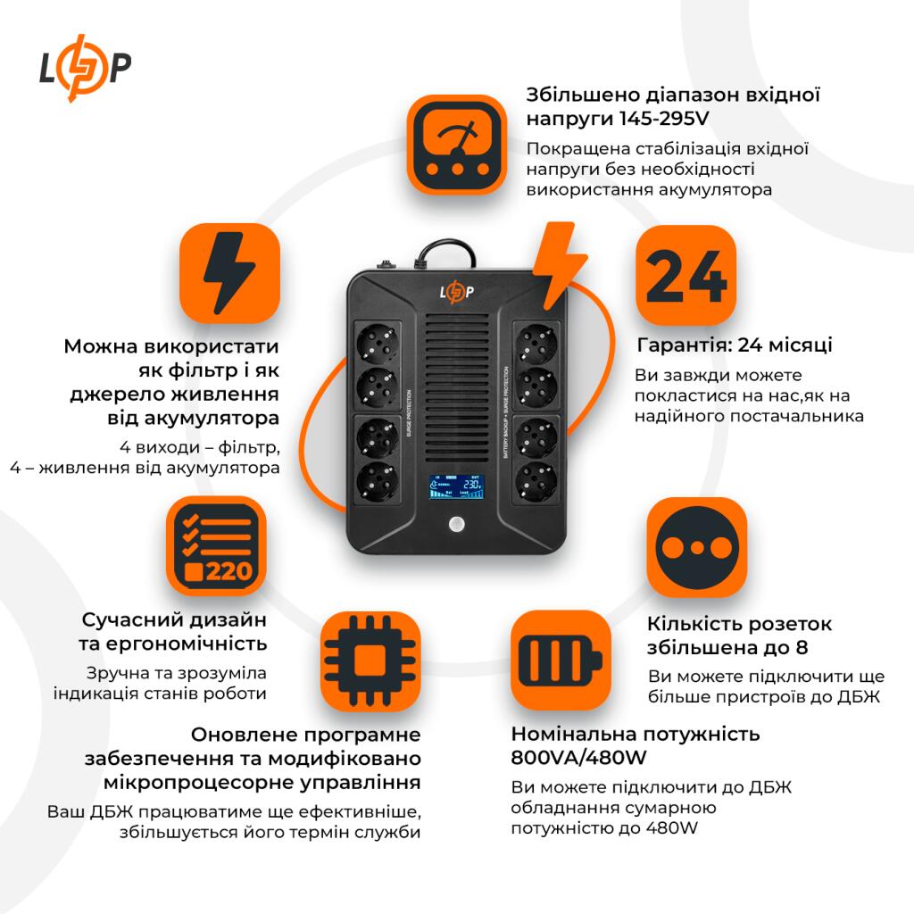 Источник бесп питания LP-UL800VA-8PS, LP - Изображение 2