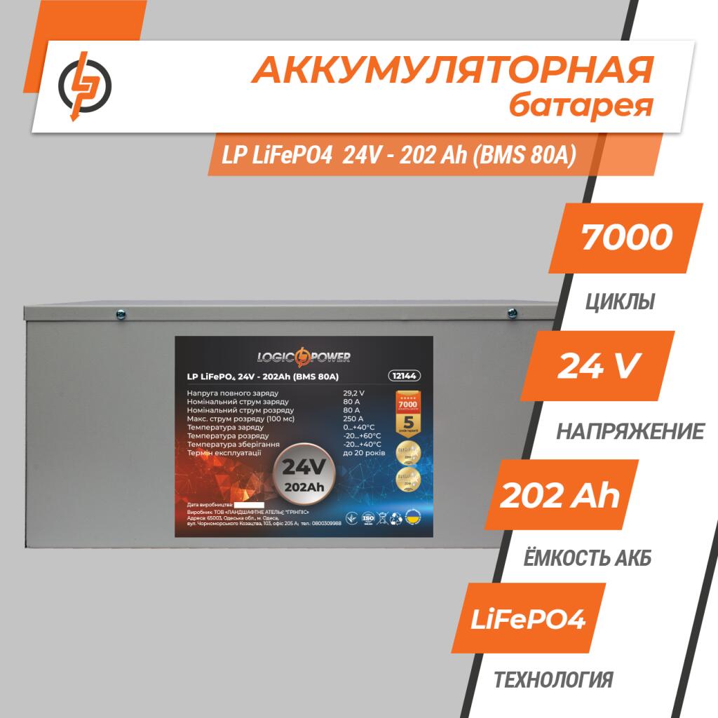 Аккумулятор LP LiFePO4 24V (25,6V) - 202 Ah (5171Wh) (BMS 80A) металл - Изображение 3