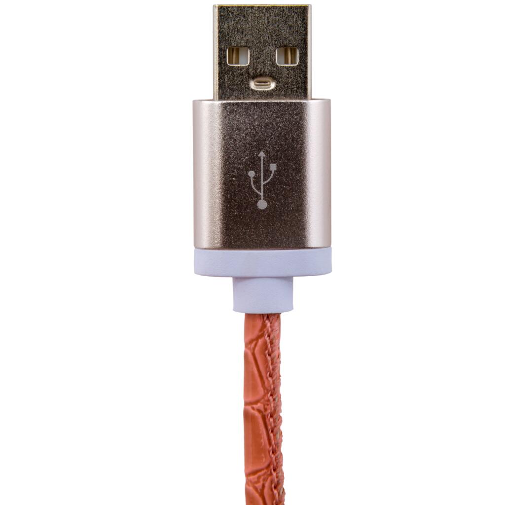 Кабель USB - micro USB 1м P (кожа) розовый / Retail - Изображение 3