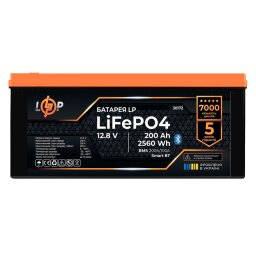 Аккумулятор LP LiFePO4 12,8V - 200 Ah (2560Wh) (BMS 200A/100А) пластик Smart BT