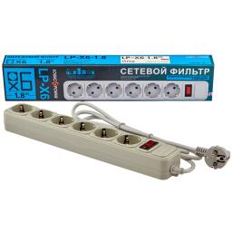 Сетевой фильтр LP-X6 1.8 м Grey