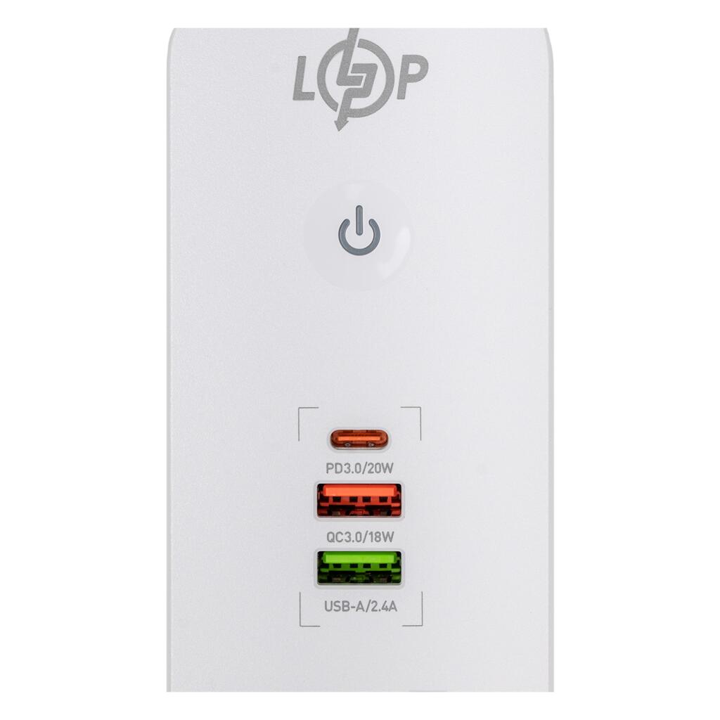 Сетевой фильтр (удлинитель) LP (5x230V-2500W, 1xUSB-38W/PD/QC3.0, 1xType-C 20W, 1xUSB 18W) - Изображение 4