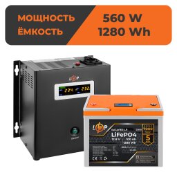 Комплект резервного живлення LP (LogicPower) ДБЖ + літієва (LiFePO4) батарея (UPS W800+ АКБ LiFePO4 1280W) null