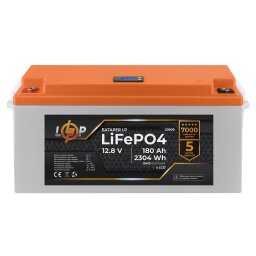 Аккумулятор LP LiFePO4 LCD 12V (12,8V) - 180 Ah (2304Wh) (BMS 80A/40А) пластик