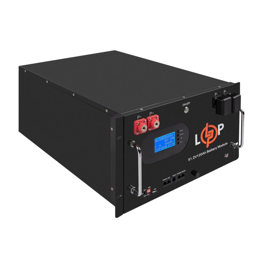 Акумулятор LP LiFePO4 51,2V - 230 Ah (11776Wh) (Smart BMS 200A) с LCD RM AB RS485/CAN - Зображення 4