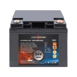 Акумулятор LP LiFePO4 24V (25,6V) - 30 Ah (768Wh) (BMS 20A) пластик null