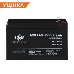 Розпродаж (3864) Акумулятор AGM LPM 12V - 7,5 Ah 09/2023