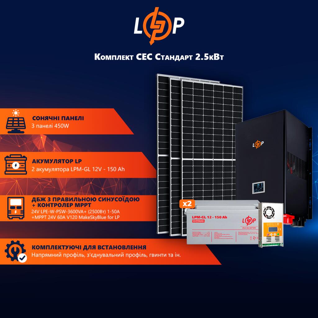 Солнечная электростанция (СЭС) Стандарт 2.5kW АКБ 3.6kWh Gel 150 Ah - Изображение 3