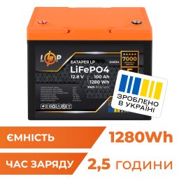 Акумулятор LP LiFePO4 12,8V - 100 Ah (1280Wh) (BMS 80A/40А) пластик