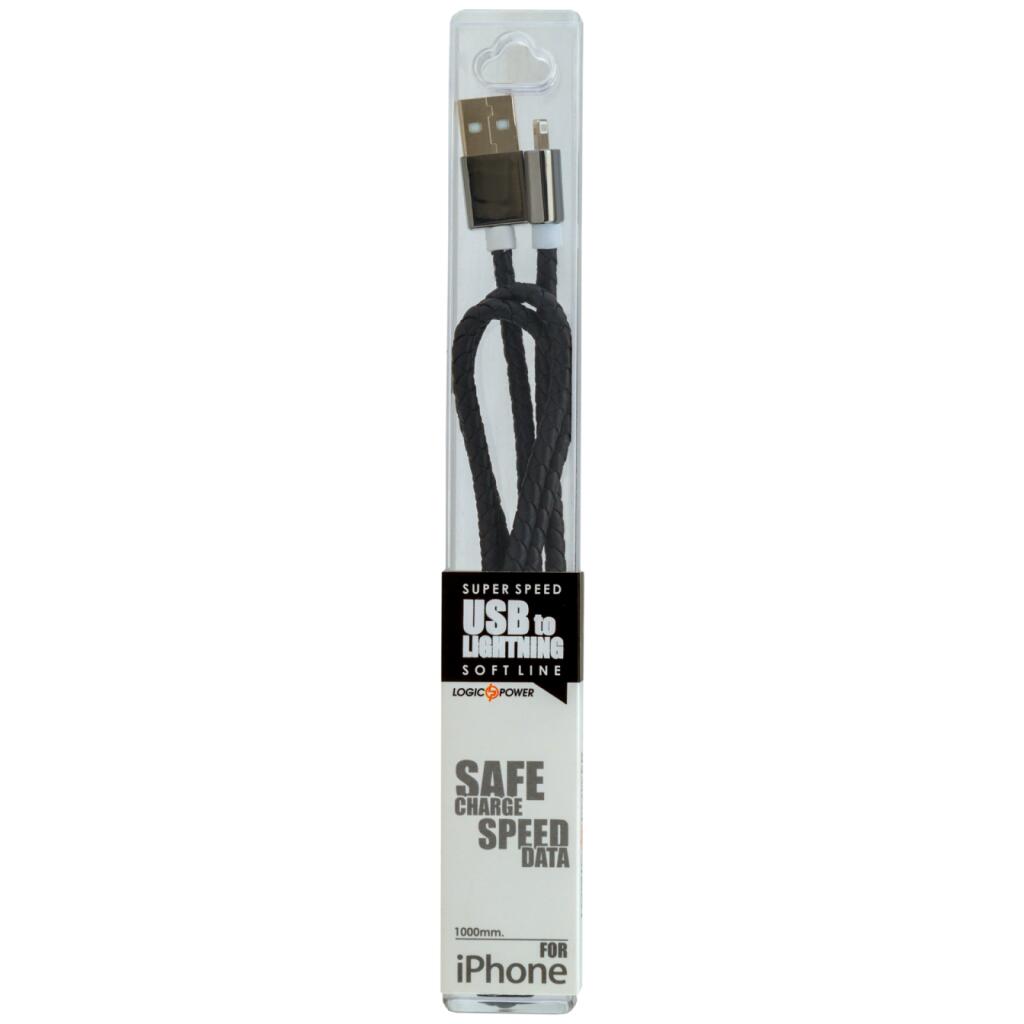 Кабель USB - Lightning 1м B (кож. плетение) черный / R - Изображение 4