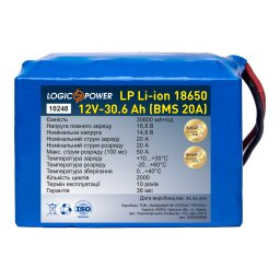 Аккумулятор LP Li-ion 18650 12V - 30.6 Ah (BMS 20A)