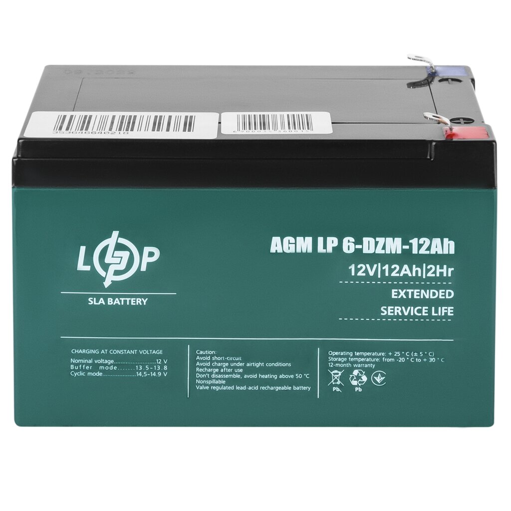 Тяговый свинцово-кислотный AGM аккумулятор LP 6-DZM-12 Ah - Изображение 2