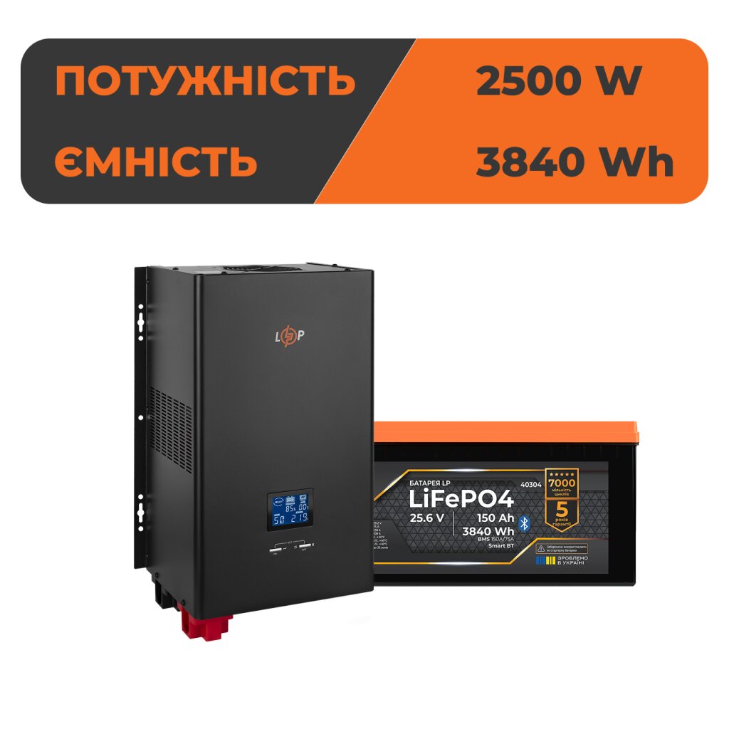 Комплект резервного питания LogicPower ИБП 3500W + литиевая (LiFePO4) батарея 3840 Wh - Изображение 1