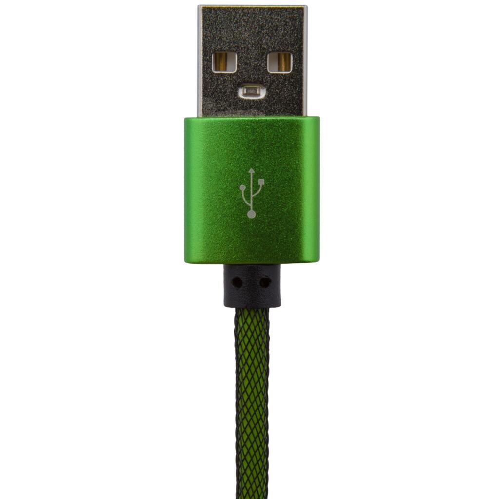 Кабель USB - micro USB 1м Gr (метал. плетение) зеленый - Изображение 3