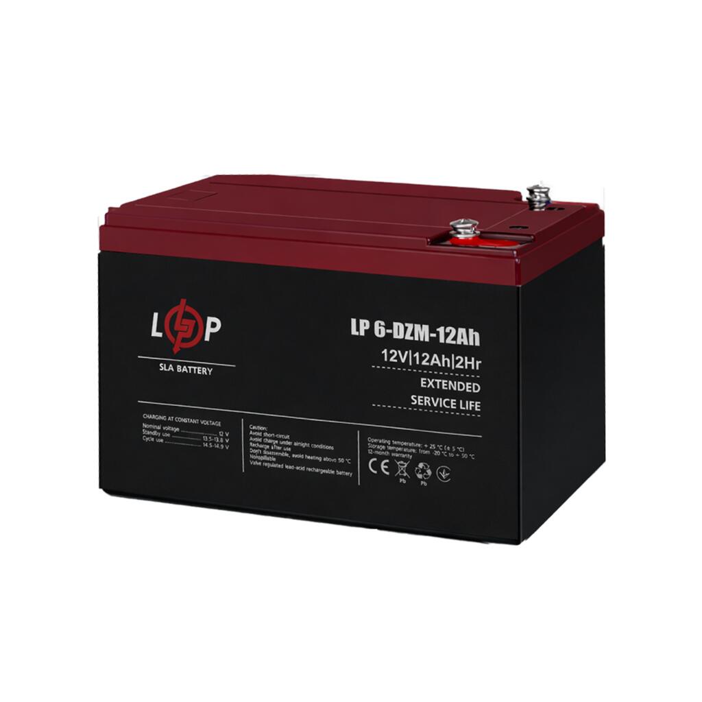 Тяговый свинцово-кислотный AGM аккумулятор LP 6-DZM-12 Ah - под Болт М5 - Изображение 1