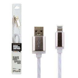 Кабель USB - Lightning 1м W (силикон) белый / Retail