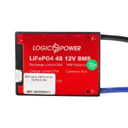 BMS плата LiFePO4 12V 4S Dis 50A Ch 25A