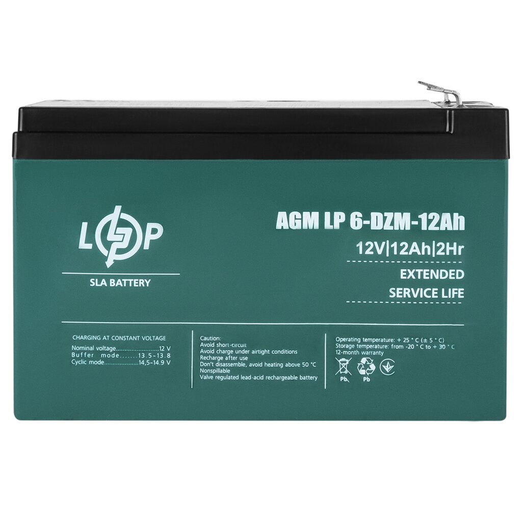 Тяговый свинцово-кислотный AGM аккумулятор LP 6-DZM-12 Ah - Изображение 4