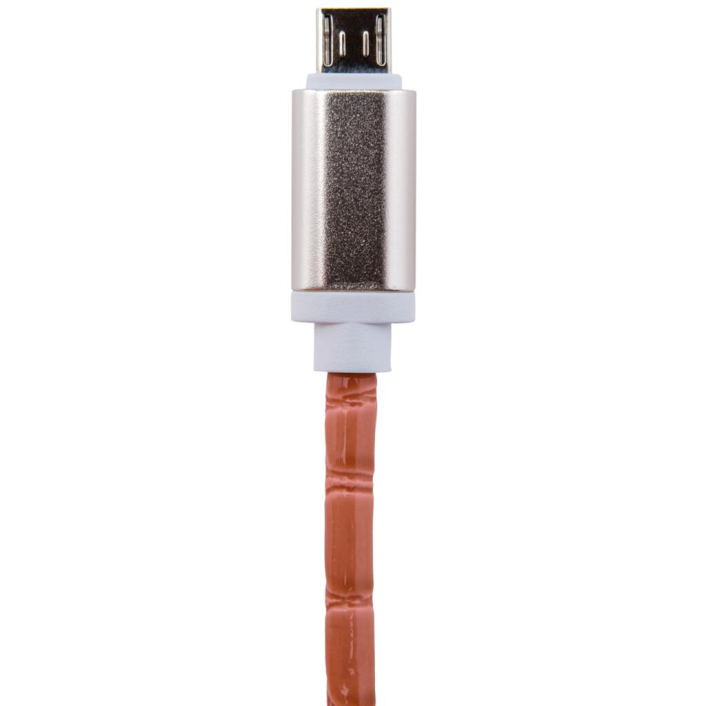Кабель USB - micro USB 1м P (кожа) розовый / Retail - Изображение 2