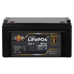 Аккумулятор LP LiFePO4 25,6V - 100 Ah (2560Wh) (BMS 80A/80А) пластик Smart BT