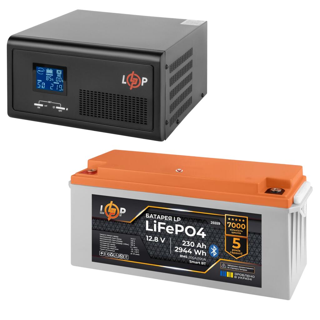 Комплект резервного живлення LogicPower ДБЖ 1000W + літієва (LiFePO4) батарея 2944 Wh - Зображення 1