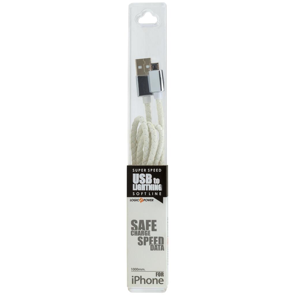 Кабель USB - micro USB 1м W (кож. плетение) белый / Ret - Изображение 4