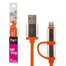 Кабель 2 в 1 USB micro USB - Lightning Or 1м оранжевый /Retail